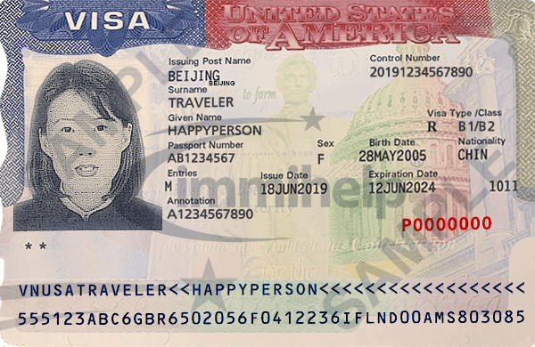 Sample Non-Immigrant visa