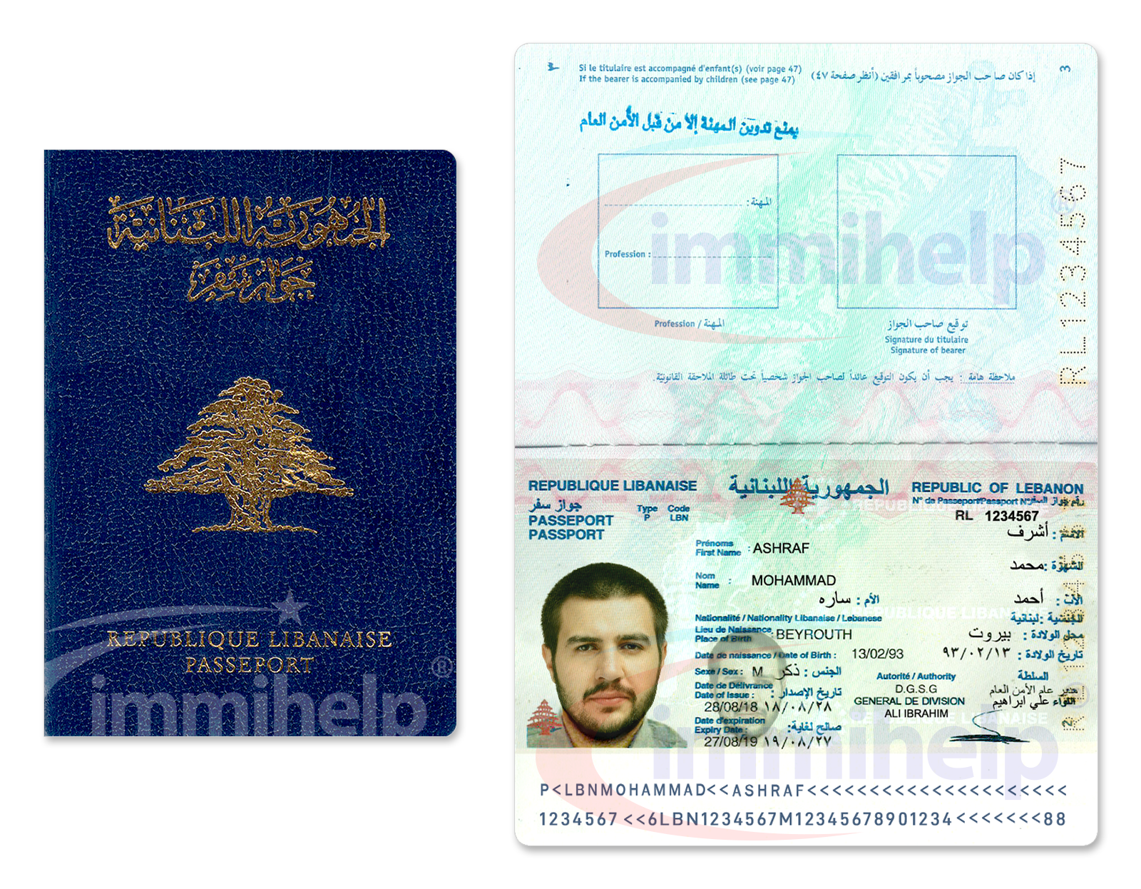 travel document number lebanon