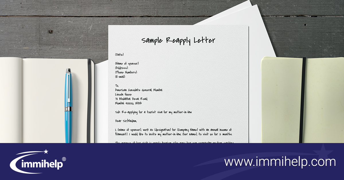 Sample Reapply Letter For A US Tourist Visa After An Initial Refusal