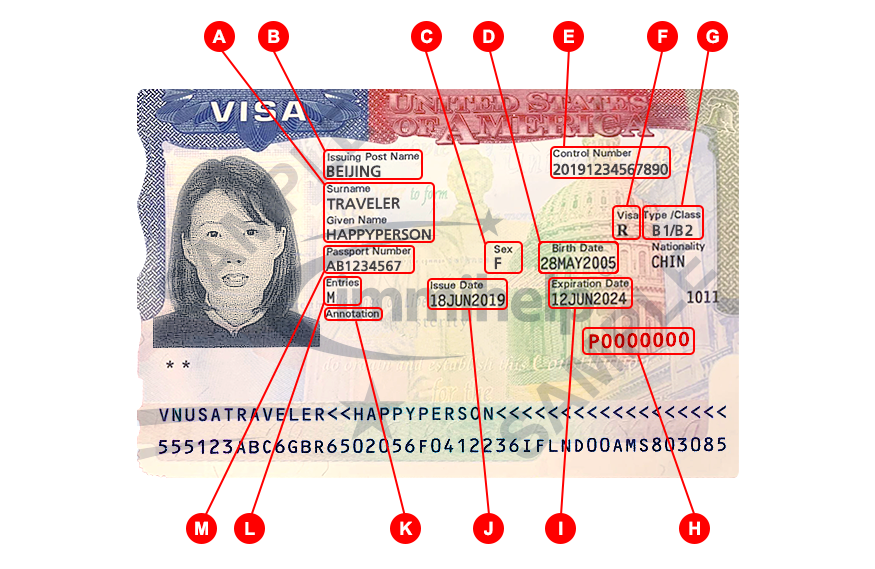 Cómo leer un sello de visa estadounidense Explicación del sello de