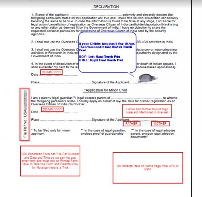 OCI Card Minor Documents To Notarize