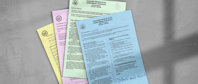 221(g) U.S. Visa Refusal - Colored Forms at Consulates in India